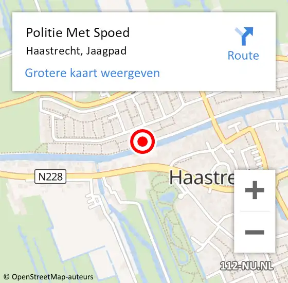 Locatie op kaart van de 112 melding: Politie Met Spoed Naar Haastrecht, Jaagpad op 7 mei 2024 01:19