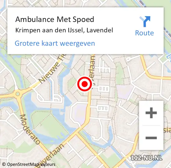 Locatie op kaart van de 112 melding: Ambulance Met Spoed Naar Krimpen aan den IJssel, Lavendel op 7 mei 2024 01:42