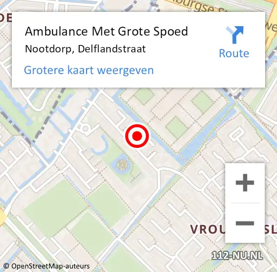 Locatie op kaart van de 112 melding: Ambulance Met Grote Spoed Naar Nootdorp, Delflandstraat op 7 mei 2024 02:11