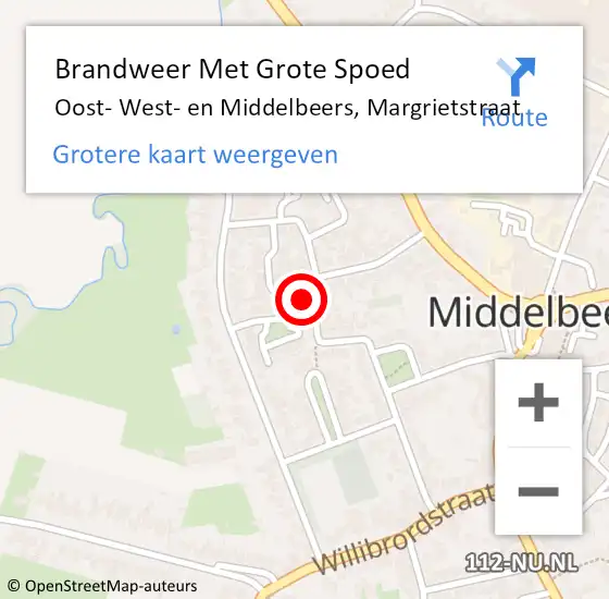 Locatie op kaart van de 112 melding: Brandweer Met Grote Spoed Naar Middelbeers, Margrietstraat op 7 mei 2024 03:02