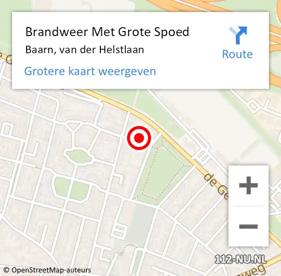 Locatie op kaart van de 112 melding: Brandweer Met Grote Spoed Naar Baarn, van der Helstlaan op 7 mei 2024 03:34