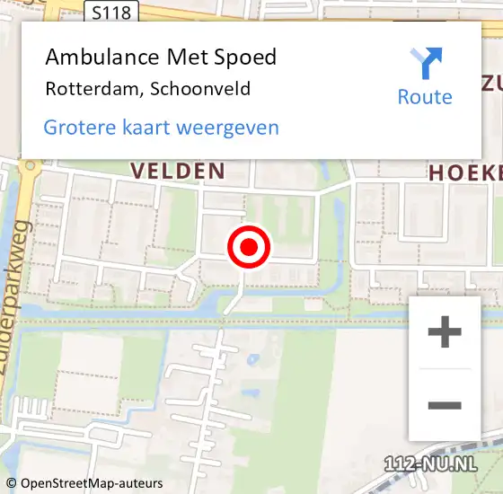 Locatie op kaart van de 112 melding: Ambulance Met Spoed Naar Rotterdam, Schoonveld op 7 mei 2024 03:46