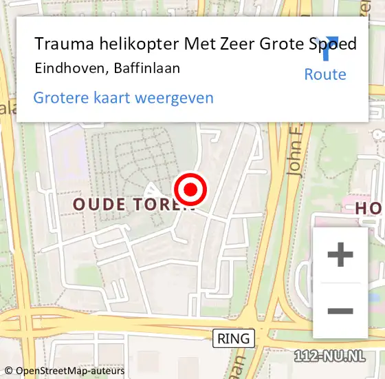 Locatie op kaart van de 112 melding: Trauma helikopter Met Zeer Grote Spoed Naar Eindhoven, Baffinlaan op 7 mei 2024 04:44