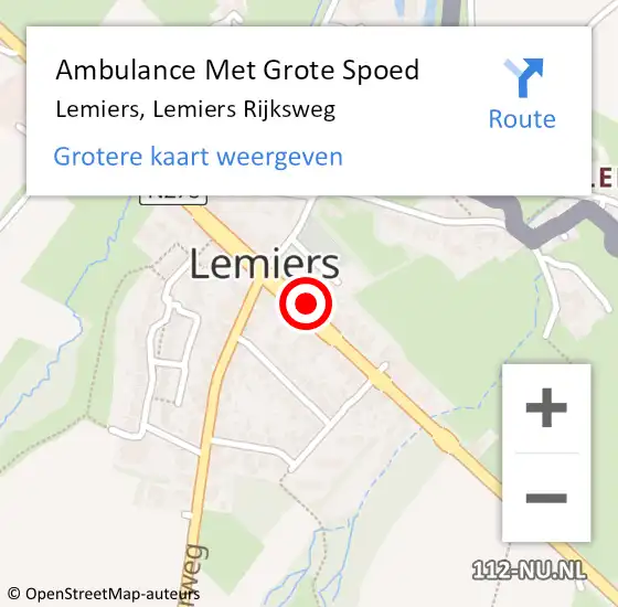 Locatie op kaart van de 112 melding: Ambulance Met Grote Spoed Naar Lemiers, Lemiers Rijksweg op 4 oktober 2014 23:28