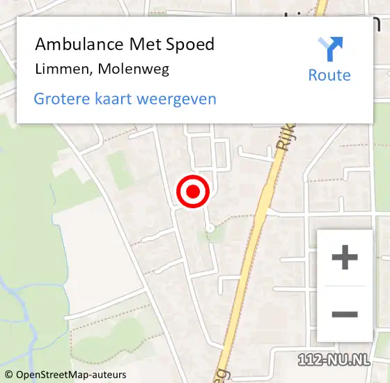 Locatie op kaart van de 112 melding: Ambulance Met Spoed Naar Limmen, Molenweg op 7 mei 2024 05:14