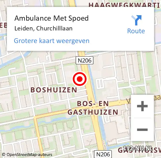 Locatie op kaart van de 112 melding: Ambulance Met Spoed Naar Leiden, Churchilllaan op 7 mei 2024 05:31