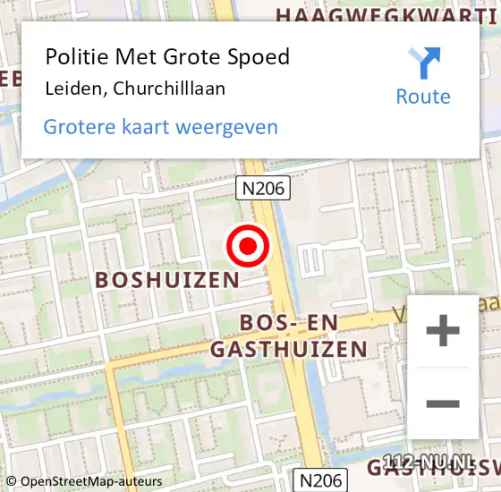 Locatie op kaart van de 112 melding: Politie Met Grote Spoed Naar Leiden, Churchilllaan op 7 mei 2024 05:32