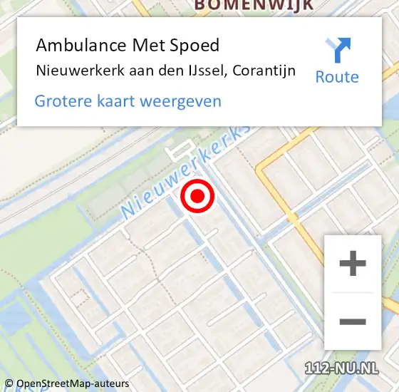 Locatie op kaart van de 112 melding: Ambulance Met Spoed Naar Nieuwerkerk aan den IJssel, Corantijn op 7 mei 2024 05:56