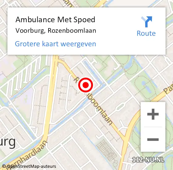 Locatie op kaart van de 112 melding: Ambulance Met Spoed Naar Voorburg, Rozenboomlaan op 7 mei 2024 06:08