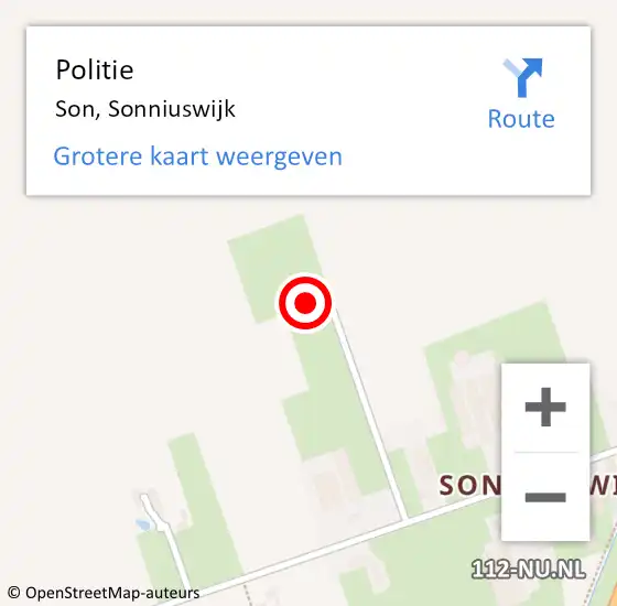 Locatie op kaart van de 112 melding: Politie Son, Sonniuswijk op 7 mei 2024 07:08