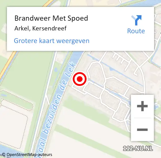 Locatie op kaart van de 112 melding: Brandweer Met Spoed Naar Arkel, Kersendreef op 7 mei 2024 07:17