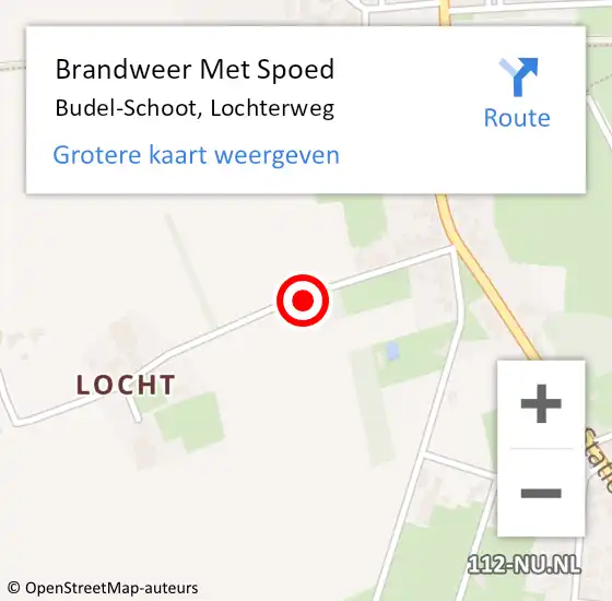 Locatie op kaart van de 112 melding: Brandweer Met Spoed Naar Budel-Schoot, Lochterweg op 7 mei 2024 07:25