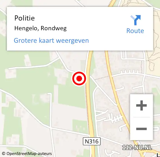 Locatie op kaart van de 112 melding: Politie Hengelo, Rondweg op 7 mei 2024 07:38