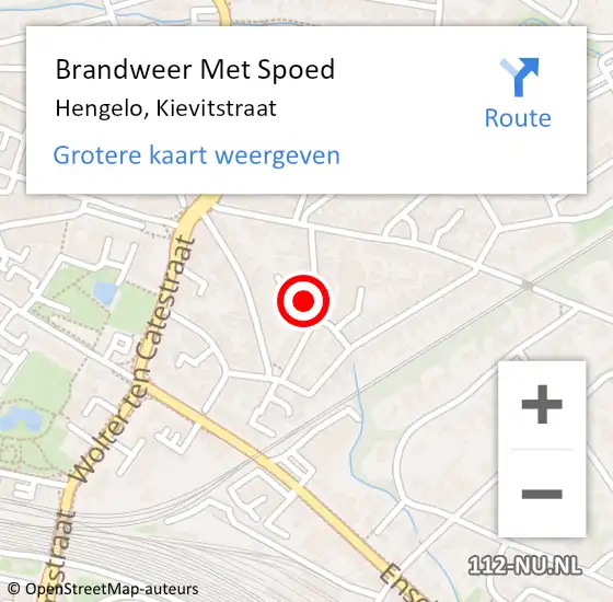 Locatie op kaart van de 112 melding: Brandweer Met Spoed Naar Hengelo, Kievitstraat op 7 mei 2024 08:00