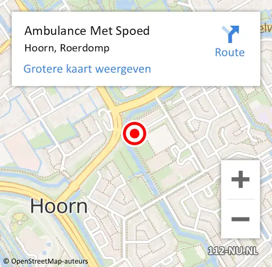 Locatie op kaart van de 112 melding: Ambulance Met Spoed Naar Hoorn, Roerdomp op 7 mei 2024 08:06