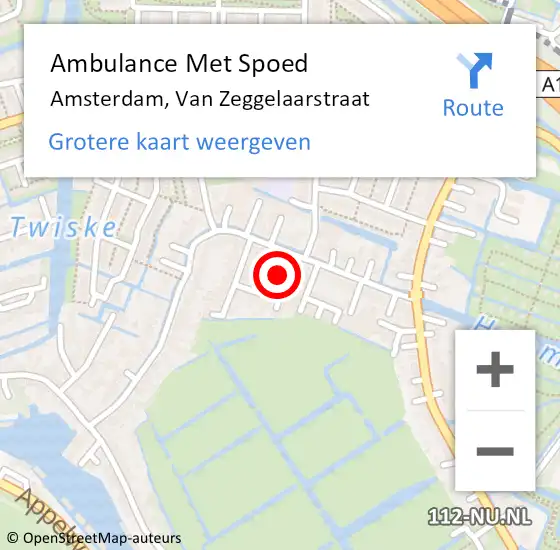 Locatie op kaart van de 112 melding: Ambulance Met Spoed Naar Amsterdam, Van Zeggelaarstraat op 7 mei 2024 08:16