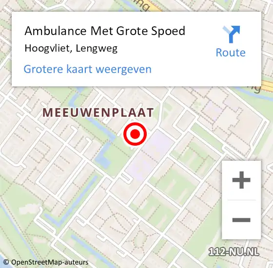 Locatie op kaart van de 112 melding: Ambulance Met Grote Spoed Naar Hoogvliet, Lengweg op 7 mei 2024 08:17