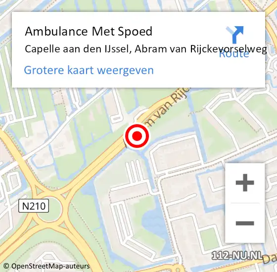 Locatie op kaart van de 112 melding: Ambulance Met Spoed Naar Capelle aan den IJssel, Abram van Rijckevorselweg op 7 mei 2024 08:19