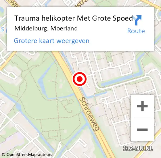Locatie op kaart van de 112 melding: Trauma helikopter Met Grote Spoed Naar Middelburg, Moerland op 7 mei 2024 08:23