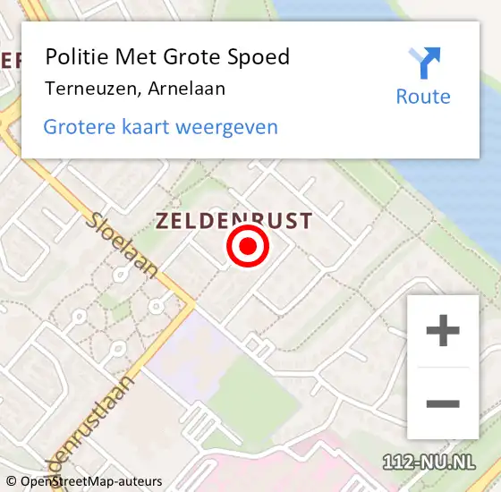 Locatie op kaart van de 112 melding: Politie Met Grote Spoed Naar Terneuzen, Arnelaan op 7 mei 2024 08:27
