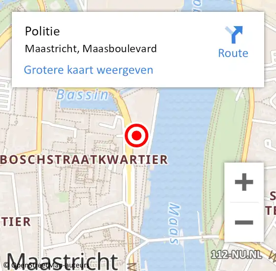 Locatie op kaart van de 112 melding: Politie Maastricht, Maasboulevard op 7 mei 2024 08:28