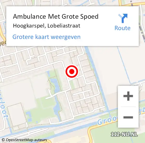 Locatie op kaart van de 112 melding: Ambulance Met Grote Spoed Naar Hoogkarspel, Lobeliastraat op 7 mei 2024 08:30