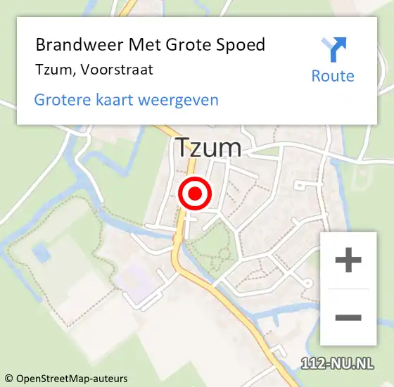 Locatie op kaart van de 112 melding: Brandweer Met Grote Spoed Naar Tzum, Voorstraat op 7 mei 2024 08:36