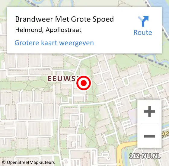 Locatie op kaart van de 112 melding: Brandweer Met Grote Spoed Naar Helmond, Apollostraat op 7 mei 2024 08:47