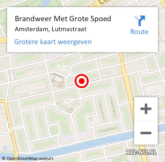 Locatie op kaart van de 112 melding: Brandweer Met Grote Spoed Naar Amsterdam, Lutmastraat op 7 mei 2024 08:56