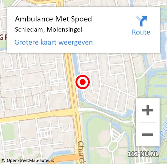 Locatie op kaart van de 112 melding: Ambulance Met Spoed Naar Schiedam, Molensingel op 7 mei 2024 09:14