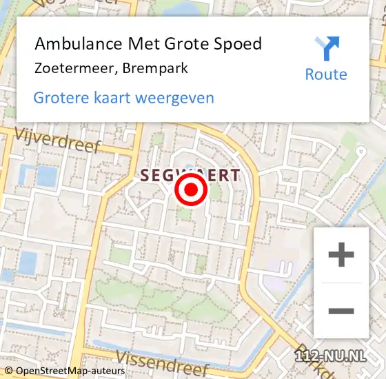 Locatie op kaart van de 112 melding: Ambulance Met Grote Spoed Naar Zoetermeer, Brempark op 7 mei 2024 09:30