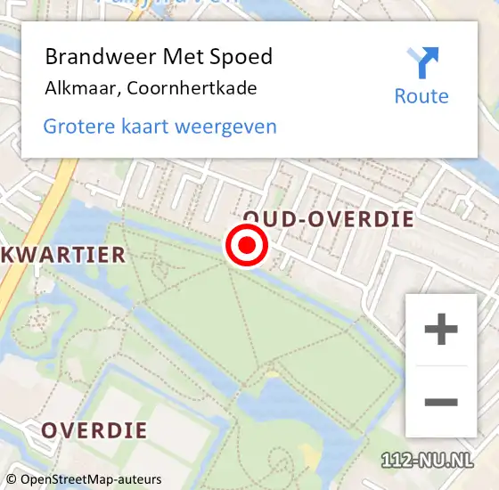 Locatie op kaart van de 112 melding: Brandweer Met Spoed Naar Alkmaar, Coornhertkade op 7 mei 2024 09:39