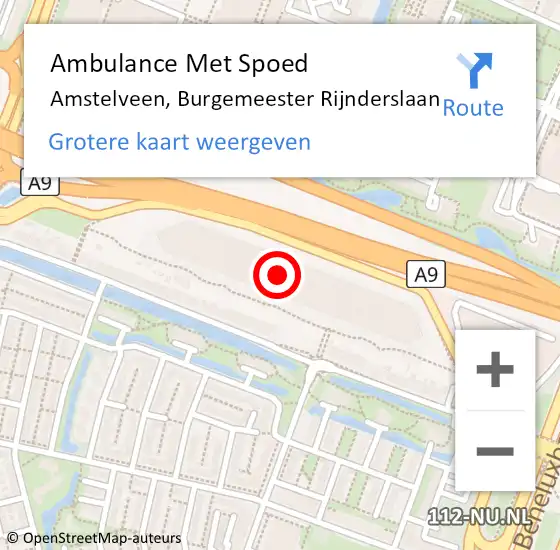 Locatie op kaart van de 112 melding: Ambulance Met Spoed Naar Amstelveen, Burgemeester Rijnderslaan op 7 mei 2024 09:47