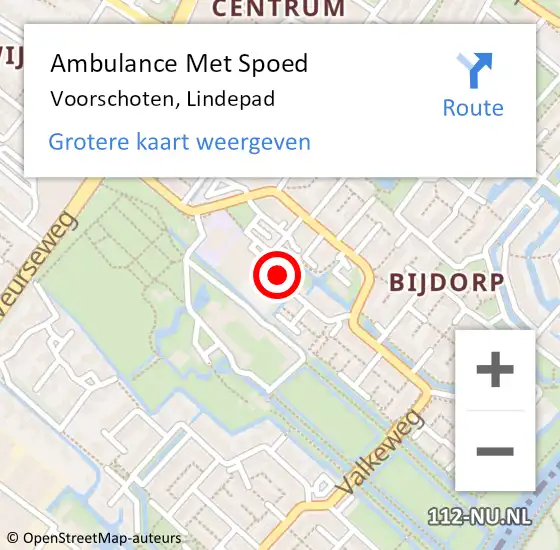 Locatie op kaart van de 112 melding: Ambulance Met Spoed Naar Voorschoten, Lindepad op 7 mei 2024 09:47