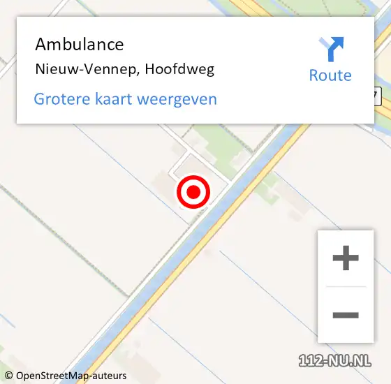 Locatie op kaart van de 112 melding: Ambulance Nieuw-Vennep, Hoofdweg op 7 mei 2024 09:48
