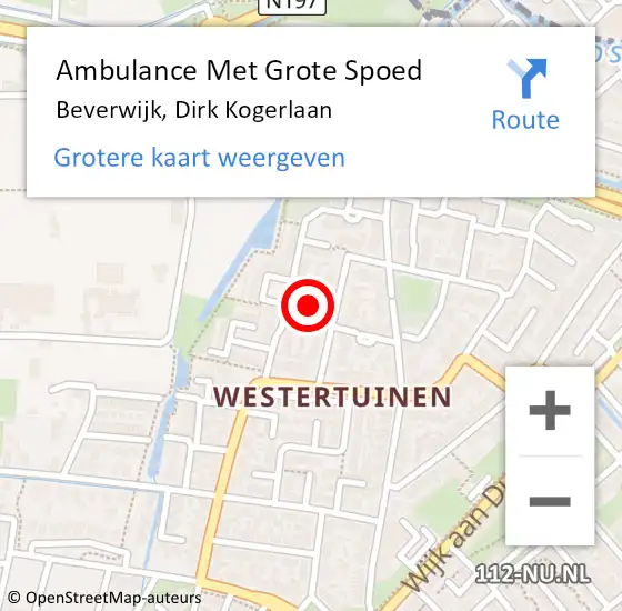 Locatie op kaart van de 112 melding: Ambulance Met Grote Spoed Naar Beverwijk, Dirk Kogerlaan op 7 mei 2024 10:13