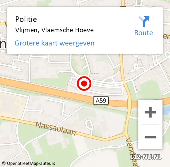 Locatie op kaart van de 112 melding: Politie Vlijmen, Vlaemsche Hoeve op 7 mei 2024 10:14