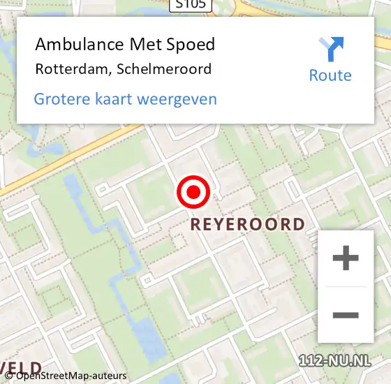 Locatie op kaart van de 112 melding: Ambulance Met Spoed Naar Rotterdam, Schelmeroord op 7 mei 2024 10:21