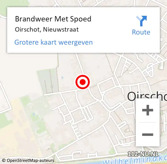 Locatie op kaart van de 112 melding: Brandweer Met Spoed Naar Oirschot, Nieuwstraat op 7 mei 2024 10:40