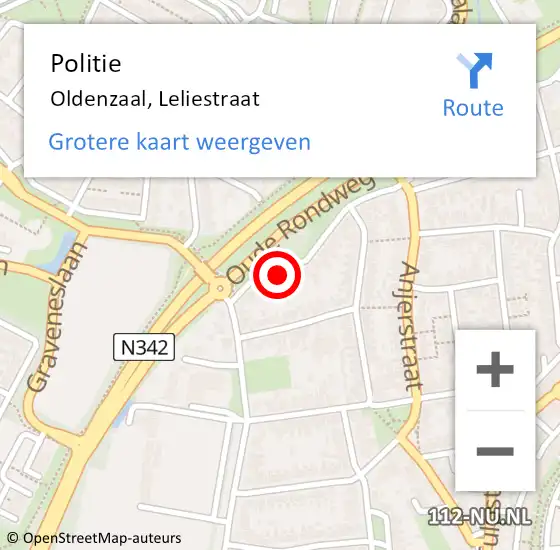 Locatie op kaart van de 112 melding: Politie Oldenzaal, Leliestraat op 7 mei 2024 10:40