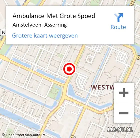 Locatie op kaart van de 112 melding: Ambulance Met Grote Spoed Naar Amstelveen, Asserring op 7 mei 2024 10:46