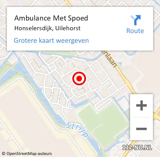 Locatie op kaart van de 112 melding: Ambulance Met Spoed Naar Honselersdijk, Uilehorst op 7 mei 2024 10:55