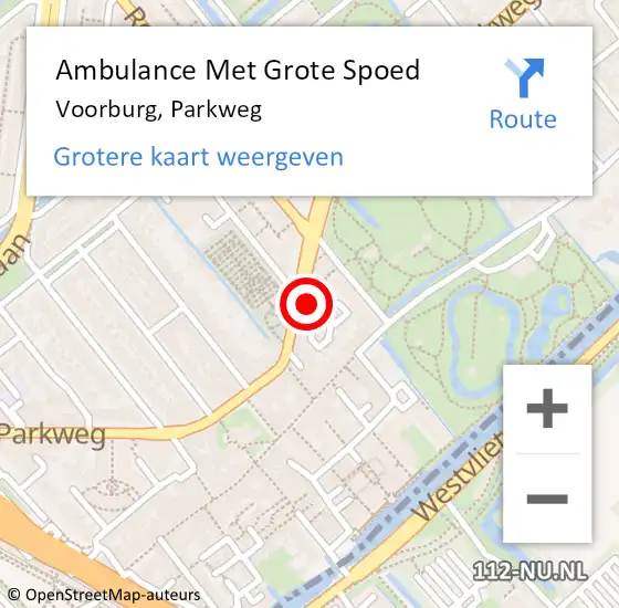 Locatie op kaart van de 112 melding: Ambulance Met Grote Spoed Naar Voorburg, Parkweg op 7 mei 2024 10:56