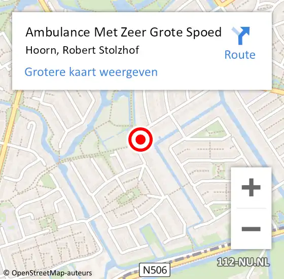 Locatie op kaart van de 112 melding: Ambulance Met Zeer Grote Spoed Naar Hoorn, Robert Stolzhof op 7 mei 2024 11:22