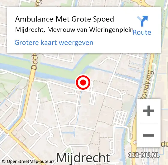 Locatie op kaart van de 112 melding: Ambulance Met Grote Spoed Naar Mijdrecht, Mevrouw van Wieringenplein op 7 mei 2024 11:34