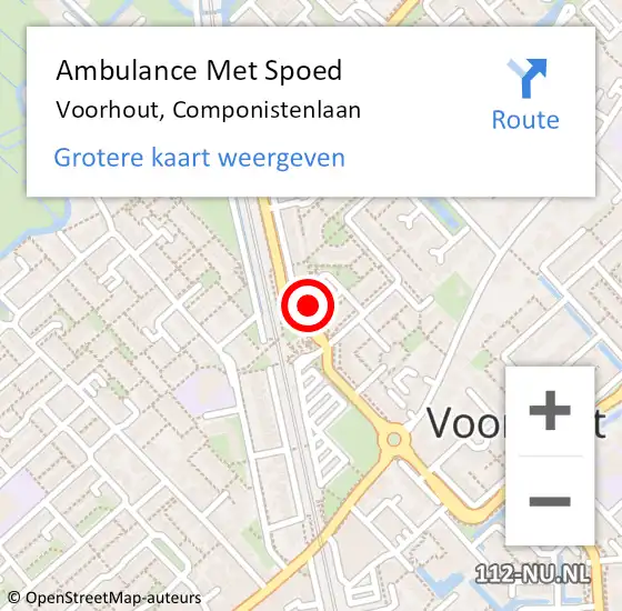 Locatie op kaart van de 112 melding: Ambulance Met Spoed Naar Voorhout, Componistenlaan op 7 mei 2024 11:37