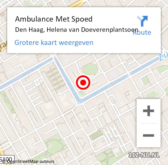 Locatie op kaart van de 112 melding: Ambulance Met Spoed Naar Den Haag, Helena van Doeverenplantsoen op 7 mei 2024 11:40