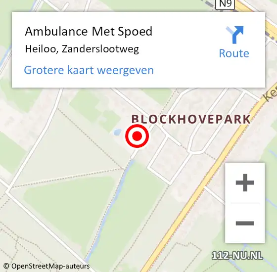 Locatie op kaart van de 112 melding: Ambulance Met Spoed Naar Heiloo, Zanderslootweg op 7 mei 2024 11:59