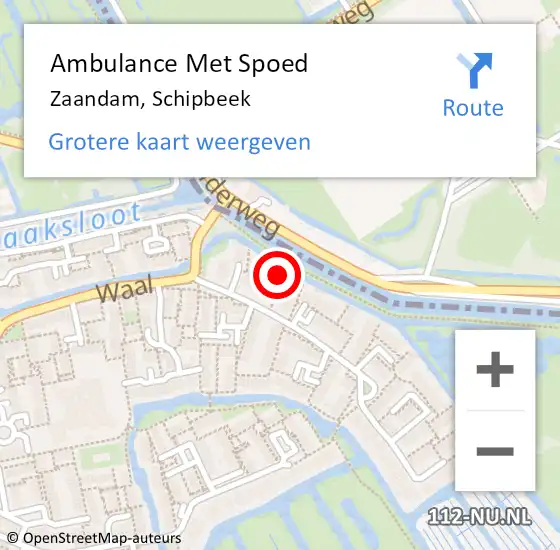 Locatie op kaart van de 112 melding: Ambulance Met Spoed Naar Zaandam, Schipbeek op 7 mei 2024 12:03