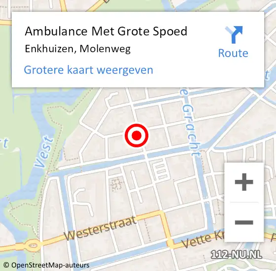 Locatie op kaart van de 112 melding: Ambulance Met Grote Spoed Naar Enkhuizen, Molenweg op 7 mei 2024 12:07